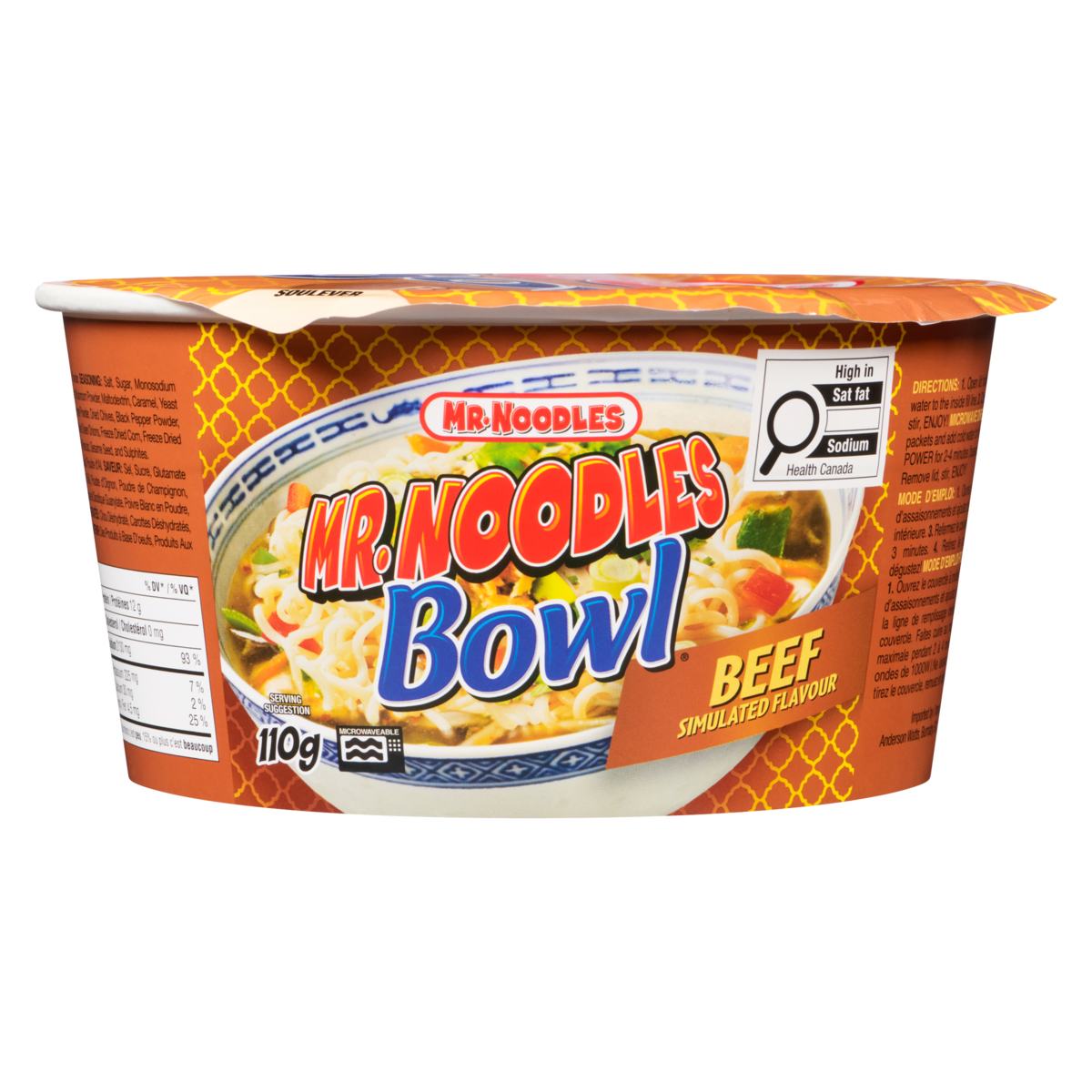 Mr Noodles Beef Noodle Bowl, 110 g
