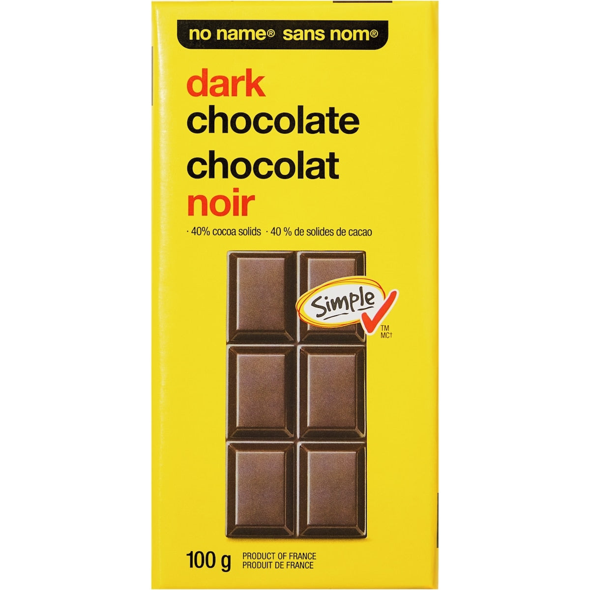 No Name Dark Chocolate Bar, 100 g