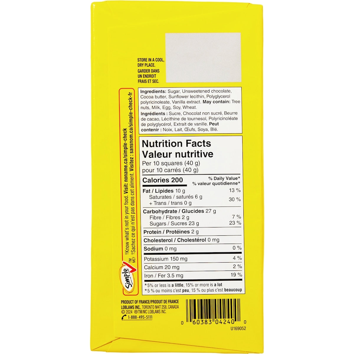 No Name Dark Chocolate Bar, 100 g
