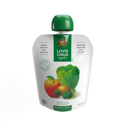 Love Child Organics Organic Apple, Spinach, Kiwi & Broccoli Baby Food Pouch, 128 mL