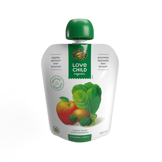 Love Child Organics Organic Apple, Spinach, Kiwi & Broccoli Baby Food Pouch, 128 mL