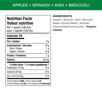 Love Child Organics Organic Apple, Spinach, Kiwi & Broccoli Baby Food Pouch, 128 mL