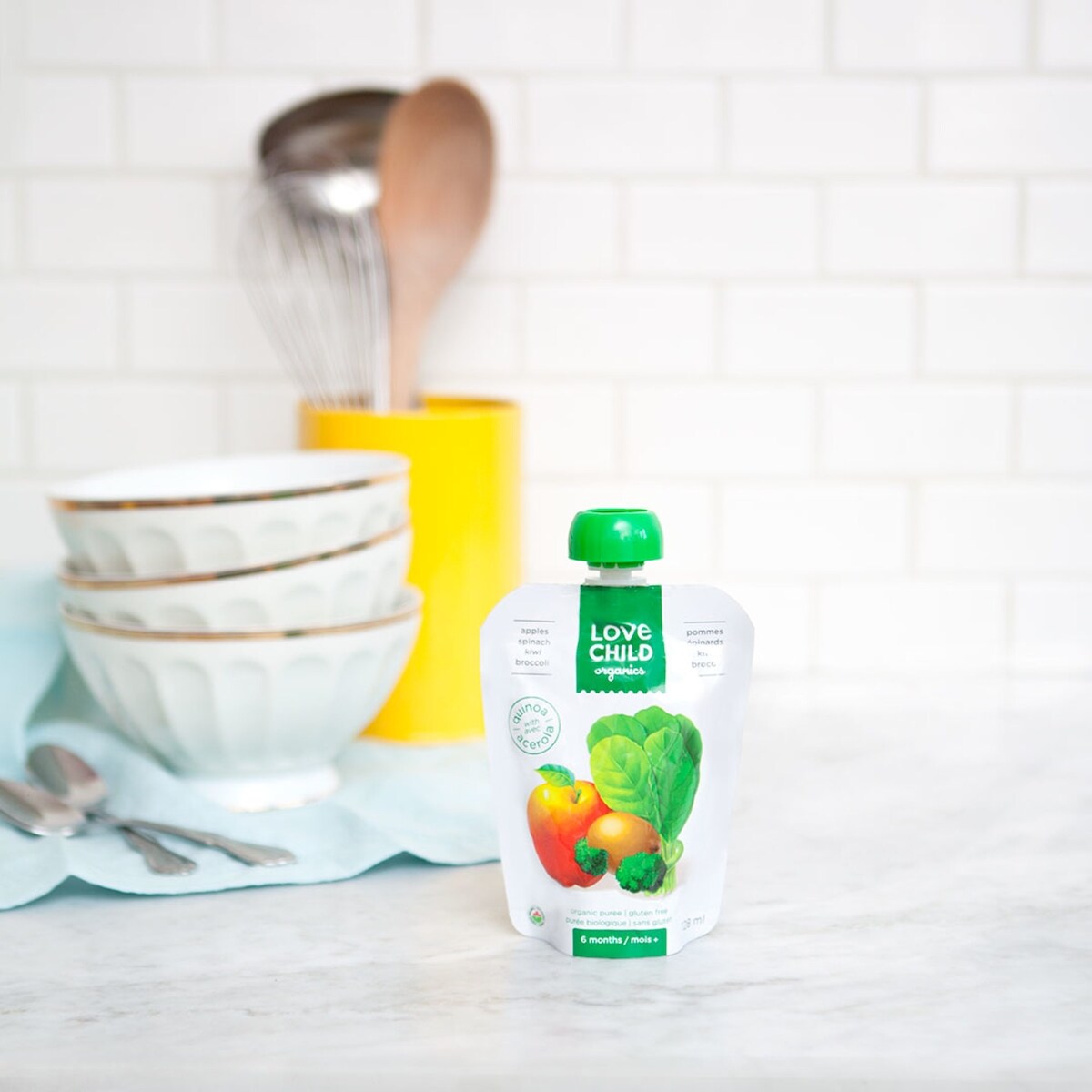 Love Child Organics Organic Apple, Spinach, Kiwi & Broccoli Baby Food Pouch, 128 mL