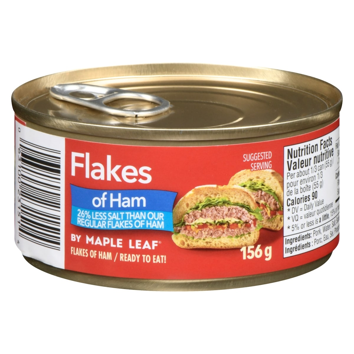 Maple Leaf Flakes of Ham Less Salt, 156 g