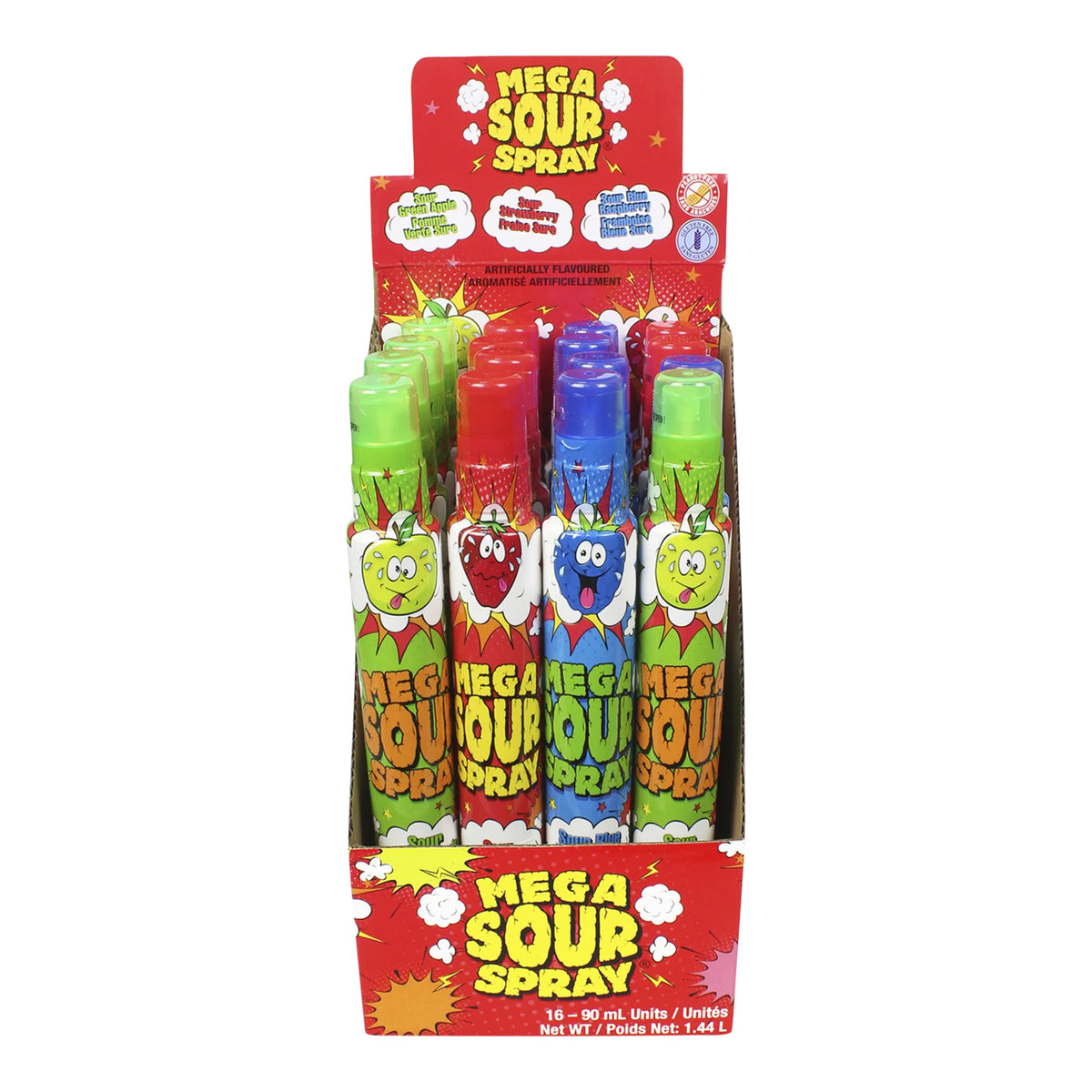 Mega Sour Spray Bottles, 12 × 90 mL