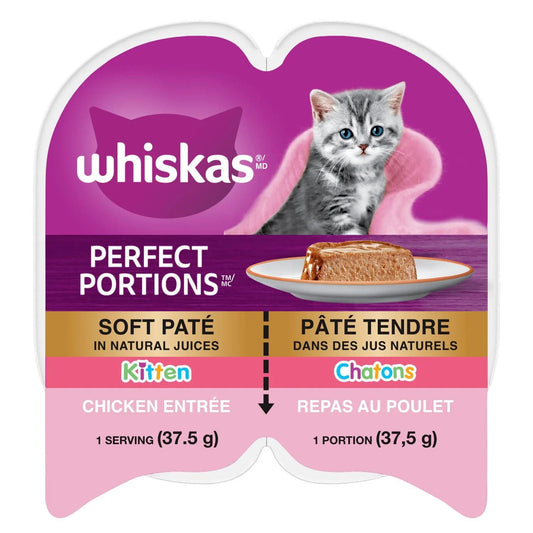 Whiskas Perfect Portions Chicken Entrée Paté Kitten Wet Cat Food, 2 × 37.5 g