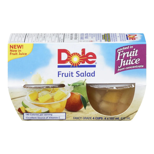 Dole Fruit Salad in Fruit Juices, 4 × 107 mL