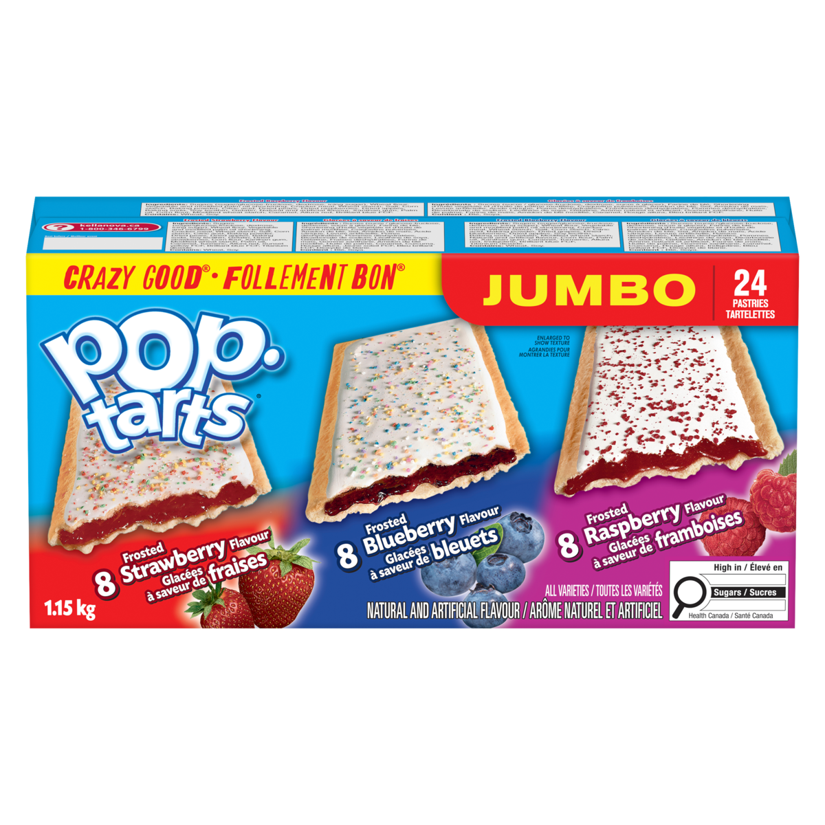 Kellogg's Pop-Tarts Jumbo Pastries, 24 Toaster Pastries, 1152 g