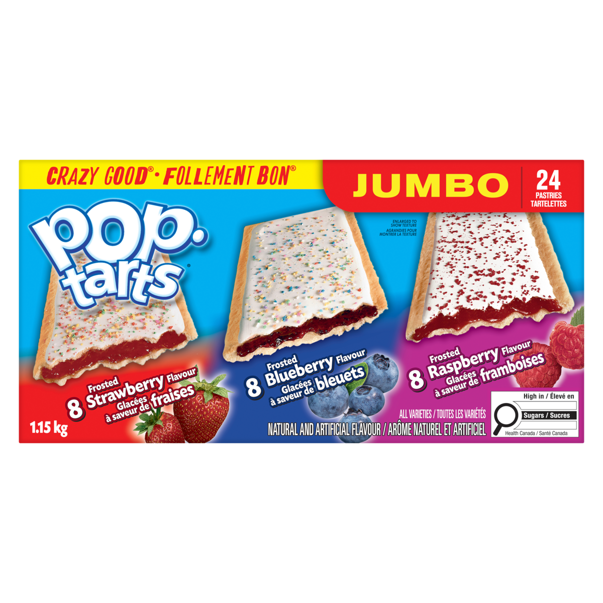 Kellogg's Pop-Tarts Jumbo Pastries, 24 Toaster Pastries, 1152 g
