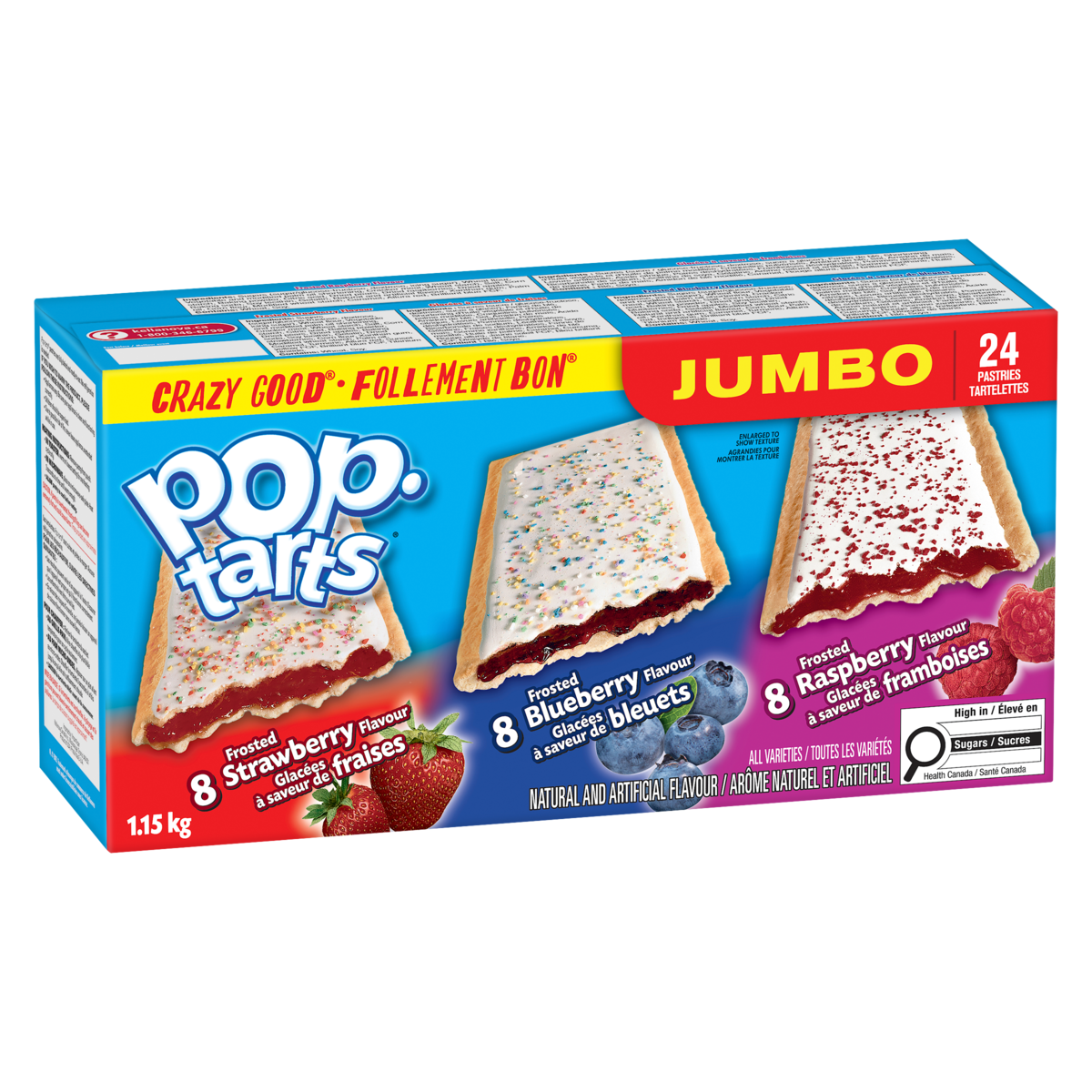 Kellogg's Pop-Tarts Jumbo Pastries, 24 Toaster Pastries, 1152 g