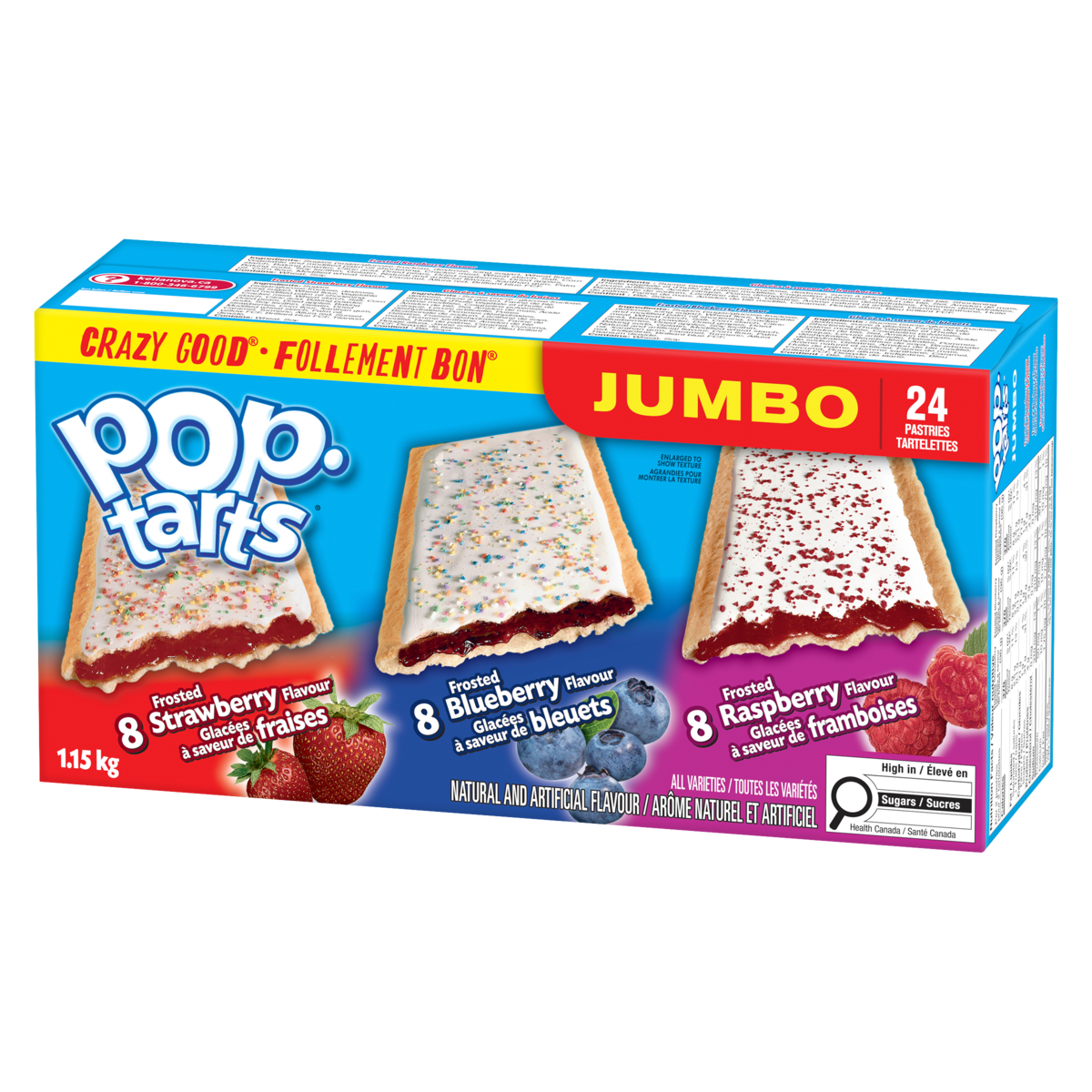 Kellogg's Pop-Tarts Jumbo Pastries, 24 Toaster Pastries, 1152 g