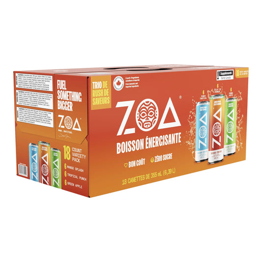 Zoa Variety Energy Drink, 18 × 355 mL
