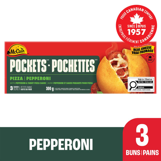 McCain Pizza Pockets Pepperoni Frozen Pizza Snacks, 3 × 100 g