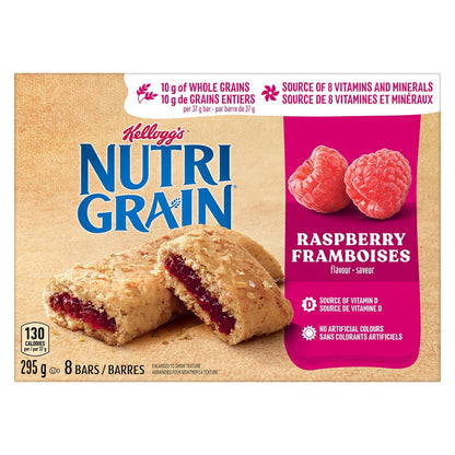 Kellogg's Nutri-Grain Raspberry Cereal Bars, 8 Bars, 295 g