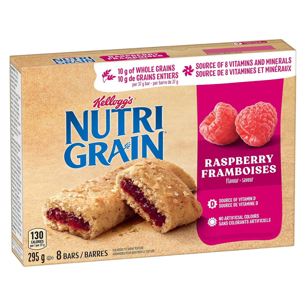 Kellogg's Nutri-Grain Raspberry Cereal Bars, 8 Bars, 295 g
