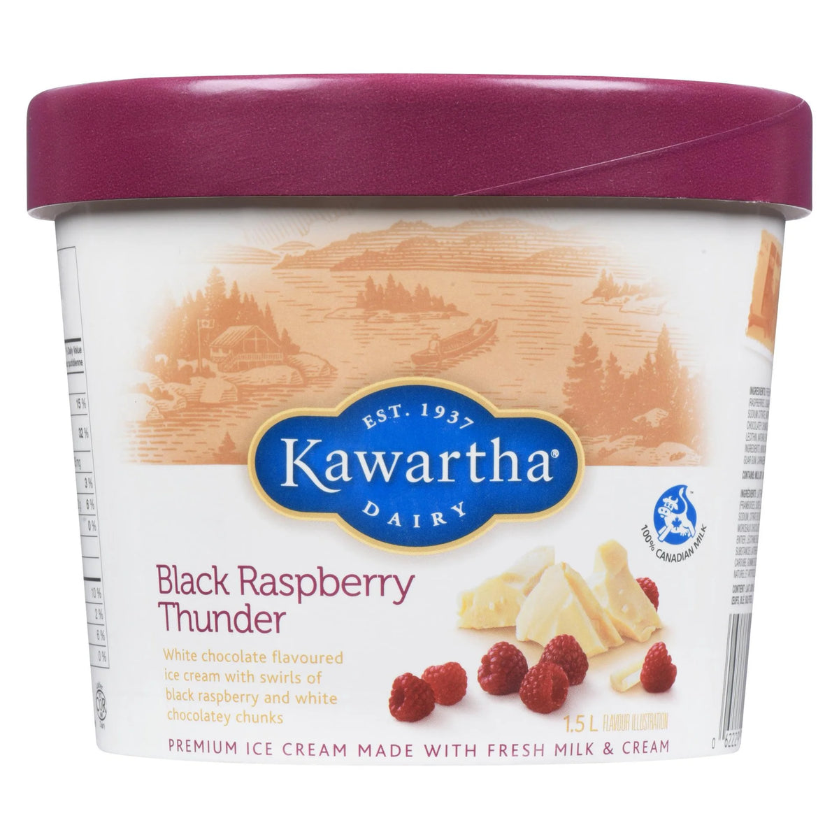 Kawartha Black Raspberry Thunder Ice Cream, 1.5 L