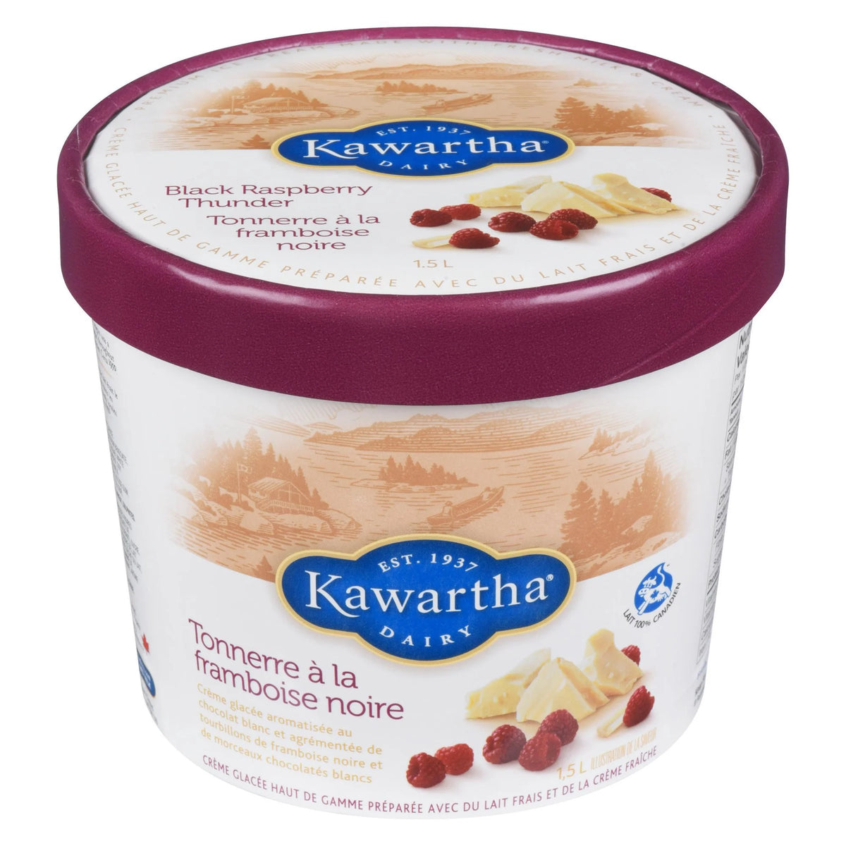 Kawartha Black Raspberry Thunder Ice Cream, 1.5 L