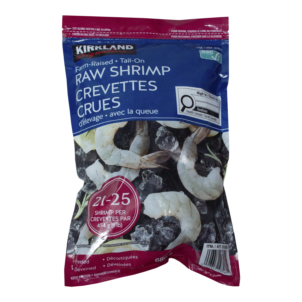 Kirkland Signature Frozen 21/25 Tail-on Raw Shrimp, 680 g