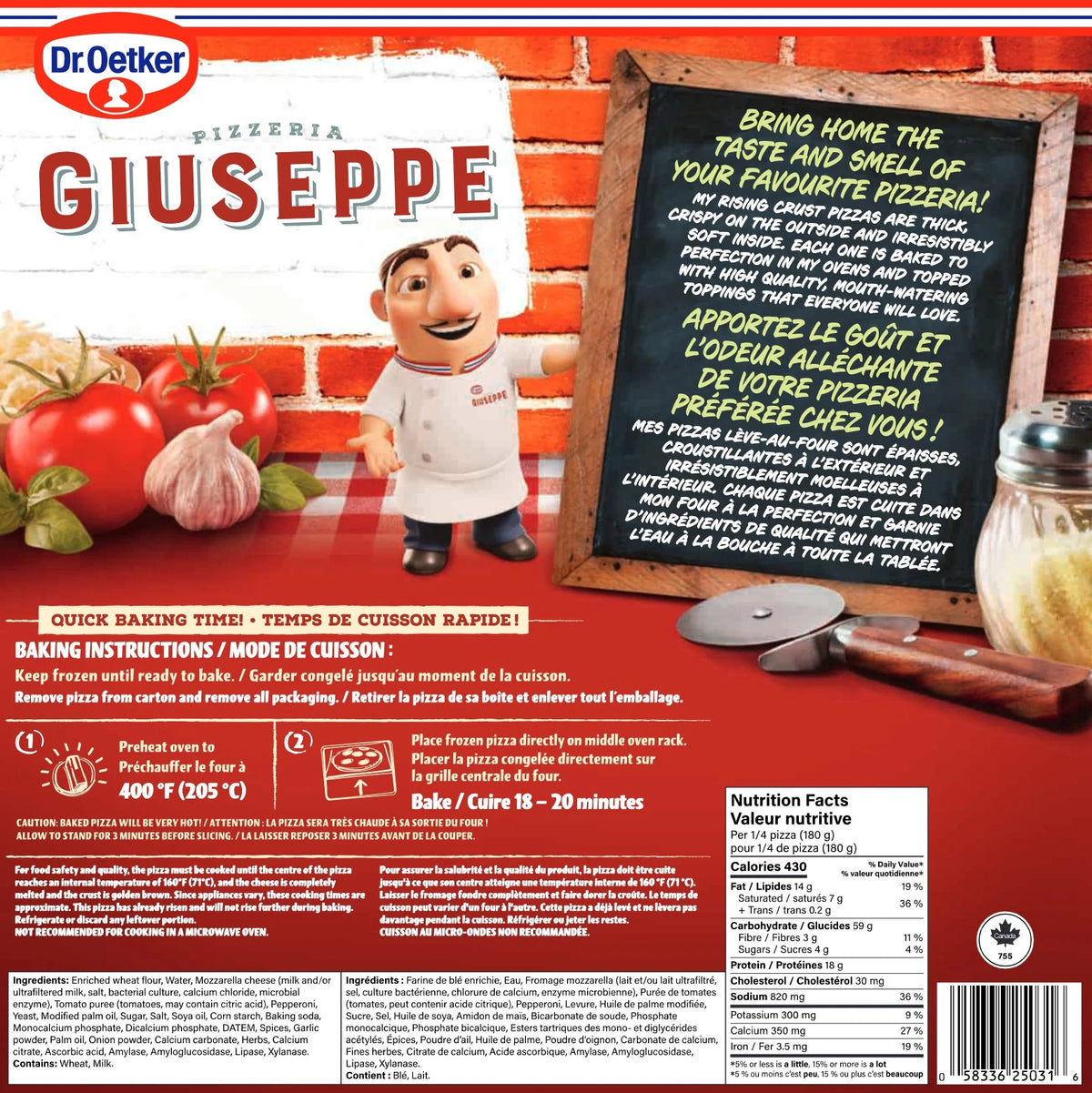Dr. Oetker Giuseppe Pizzeria Rising Crust Pepperoni Pizza, 720 g
