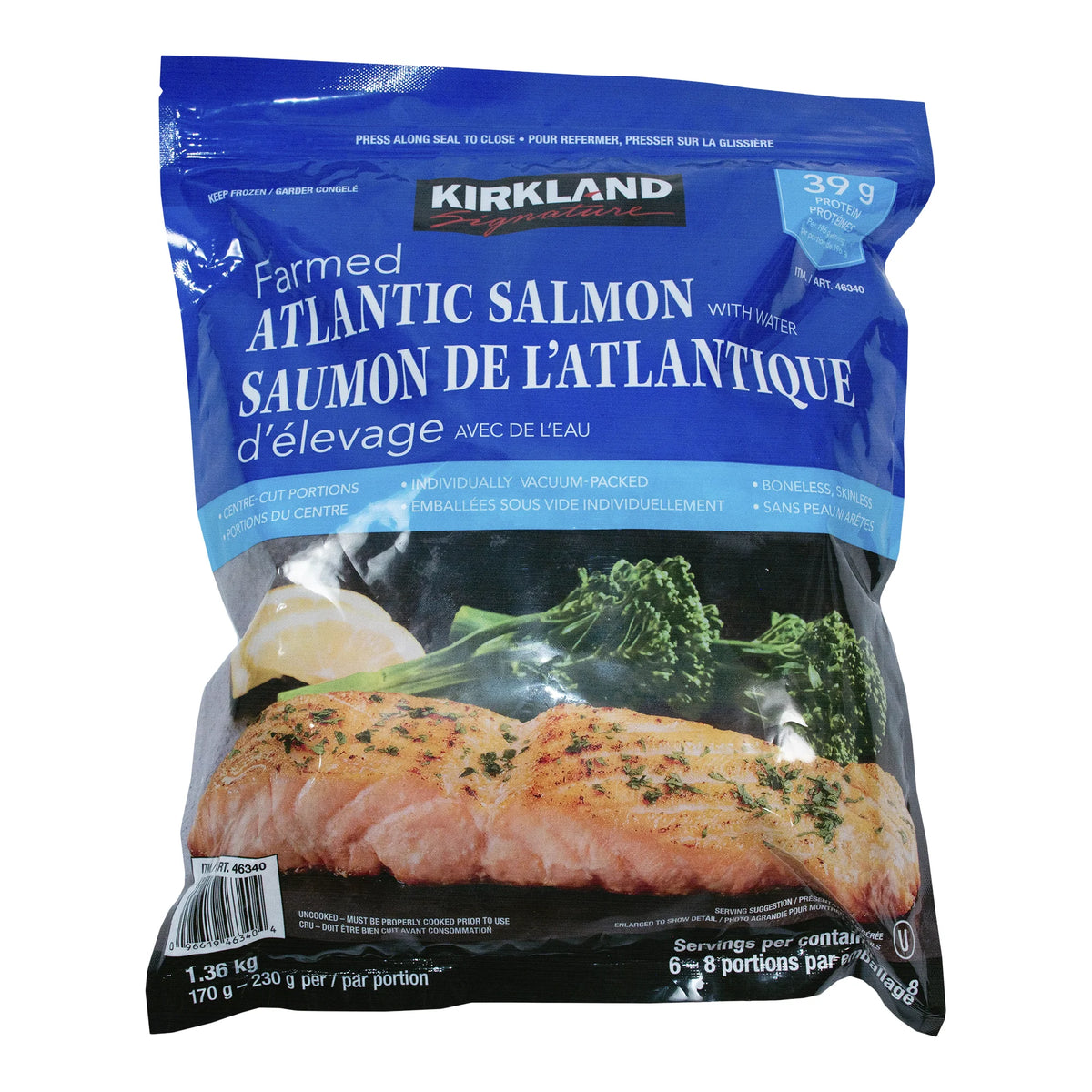 Kirkland Signature Frozen Atlantic Salmon, 1.36 kg (3.00 lb)