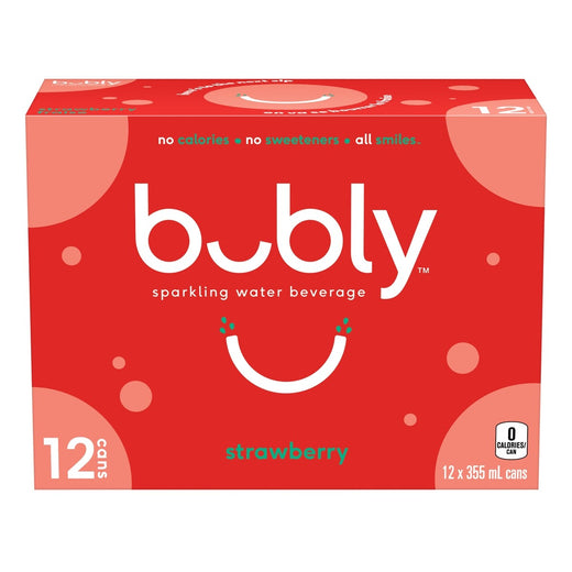 Bubly Sparkling Water, Strawberry, 12 × 355 mL