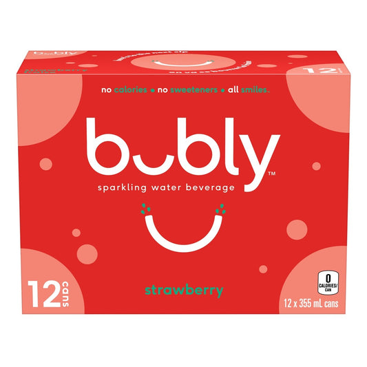 Bubly Sparkling Water, Strawberry, 12 × 355 mL