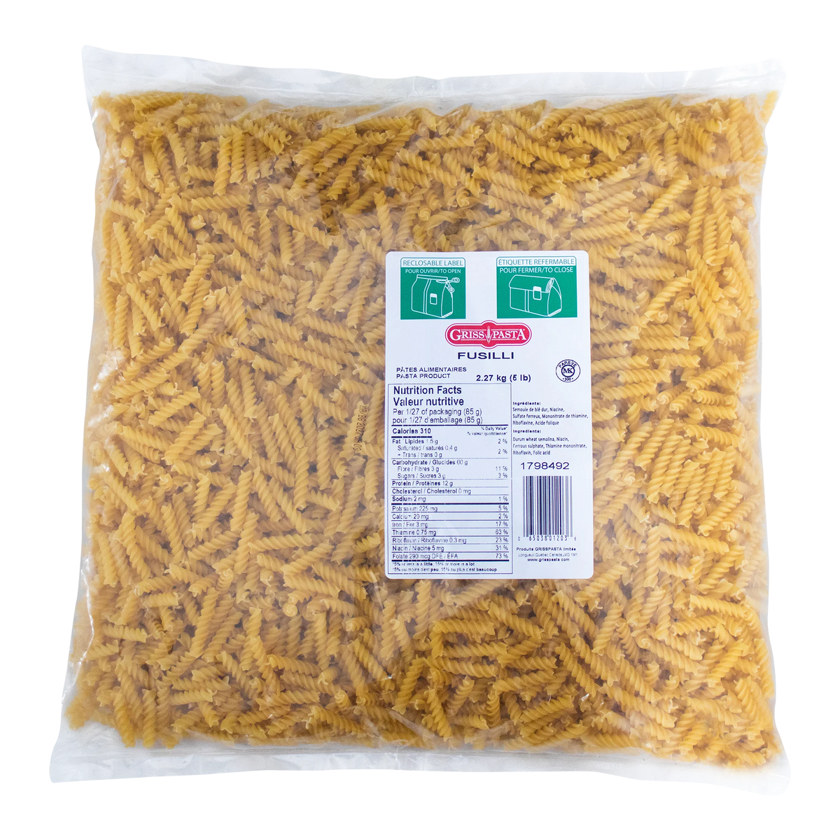 Griss Pasta Fusilli, 2.27 kg