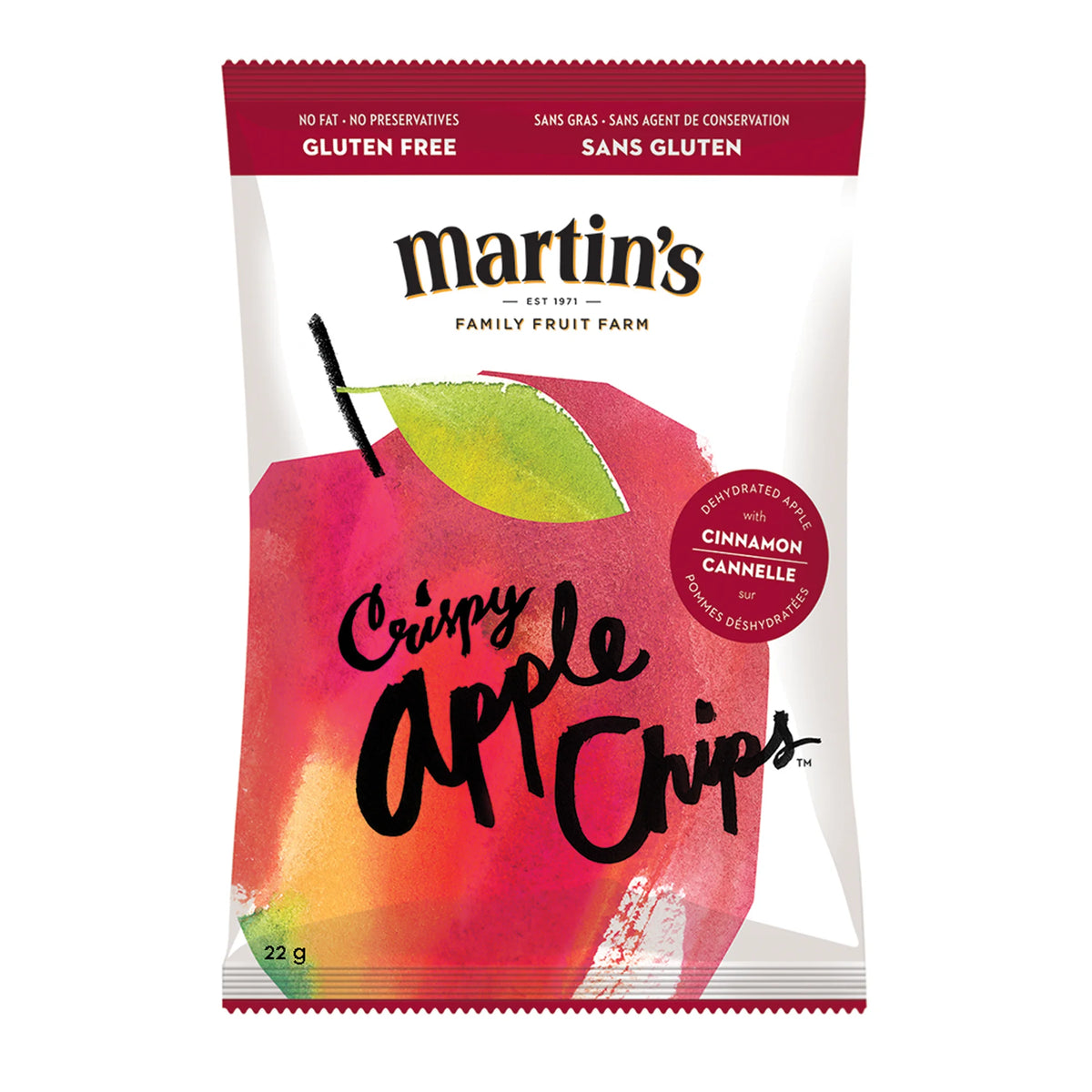 Martin's Crispy Apple Chips, Variety Pack, 15 × 22 g