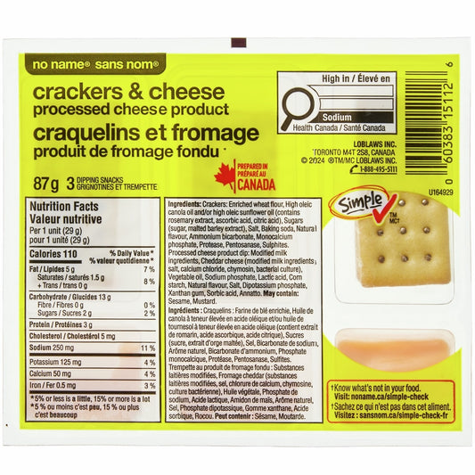No Name Crackers and Cheese, 3 × 29 g