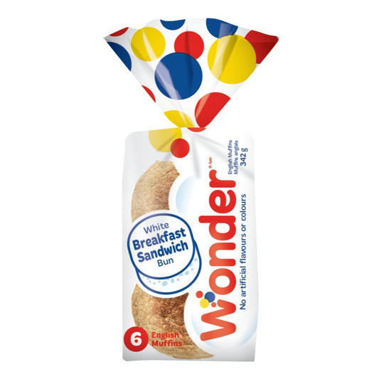 Wonder White English Muffins, 6 Pack, 342 g