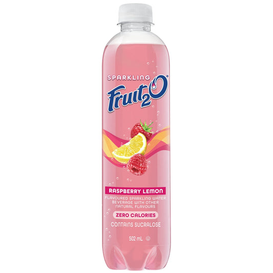 Fruit2O Sparkling Raspberry Lemon Water, 502 mL
