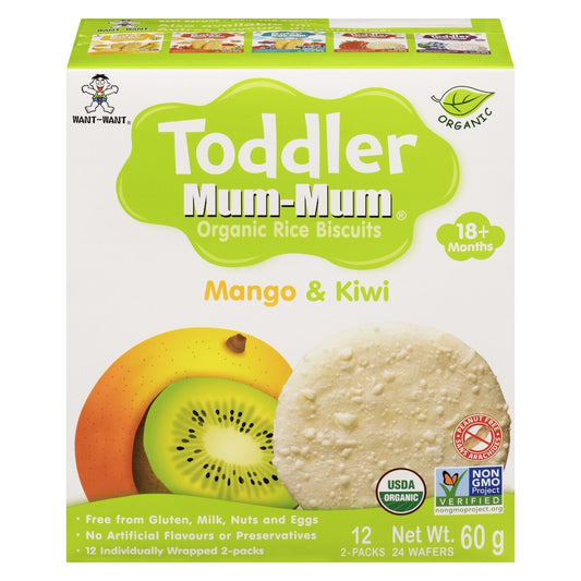 Hot Kid Mum-Mum Organic Rice Biscuits, Mango & Kiwi, 60 g