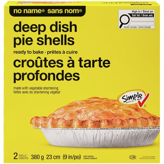 No Name Deep Dish Pie Shells, 2 Shells, 380 g
