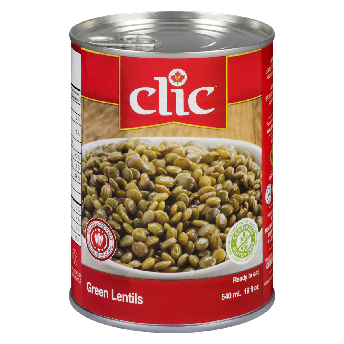 Clic Green Lentils, 540 mL