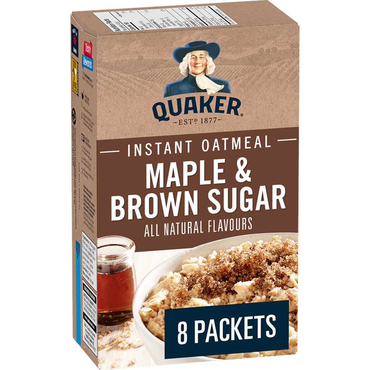 Quaker Maple & Brown Sugar Flavour Instant Oatmeal, 8 Packets, 344 g