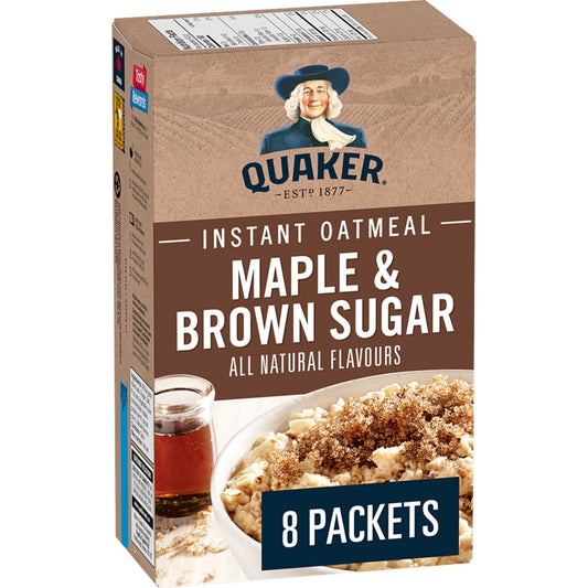 Quaker Maple & Brown Sugar Flavour Instant Oatmeal, 8 Packets, 344 g