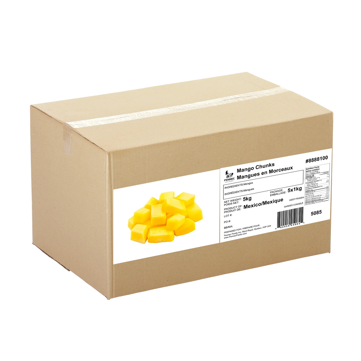 Fennec Frozen Mango Chunks, 5 × 1 kg