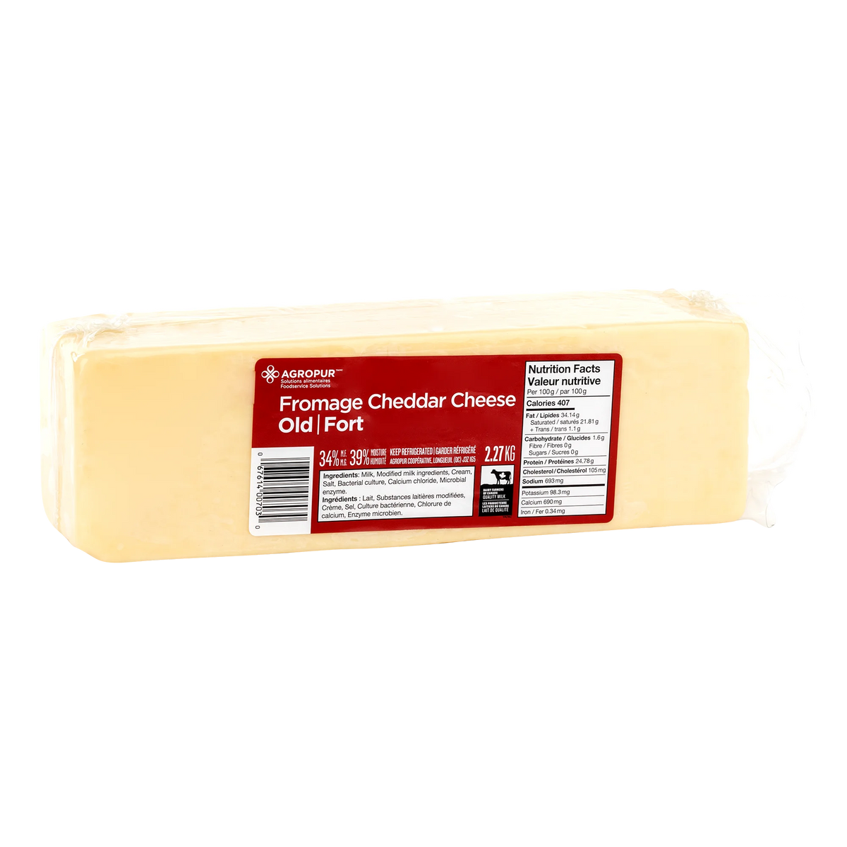 Agropur Old White Cheddar Cheese, 2.27 kg