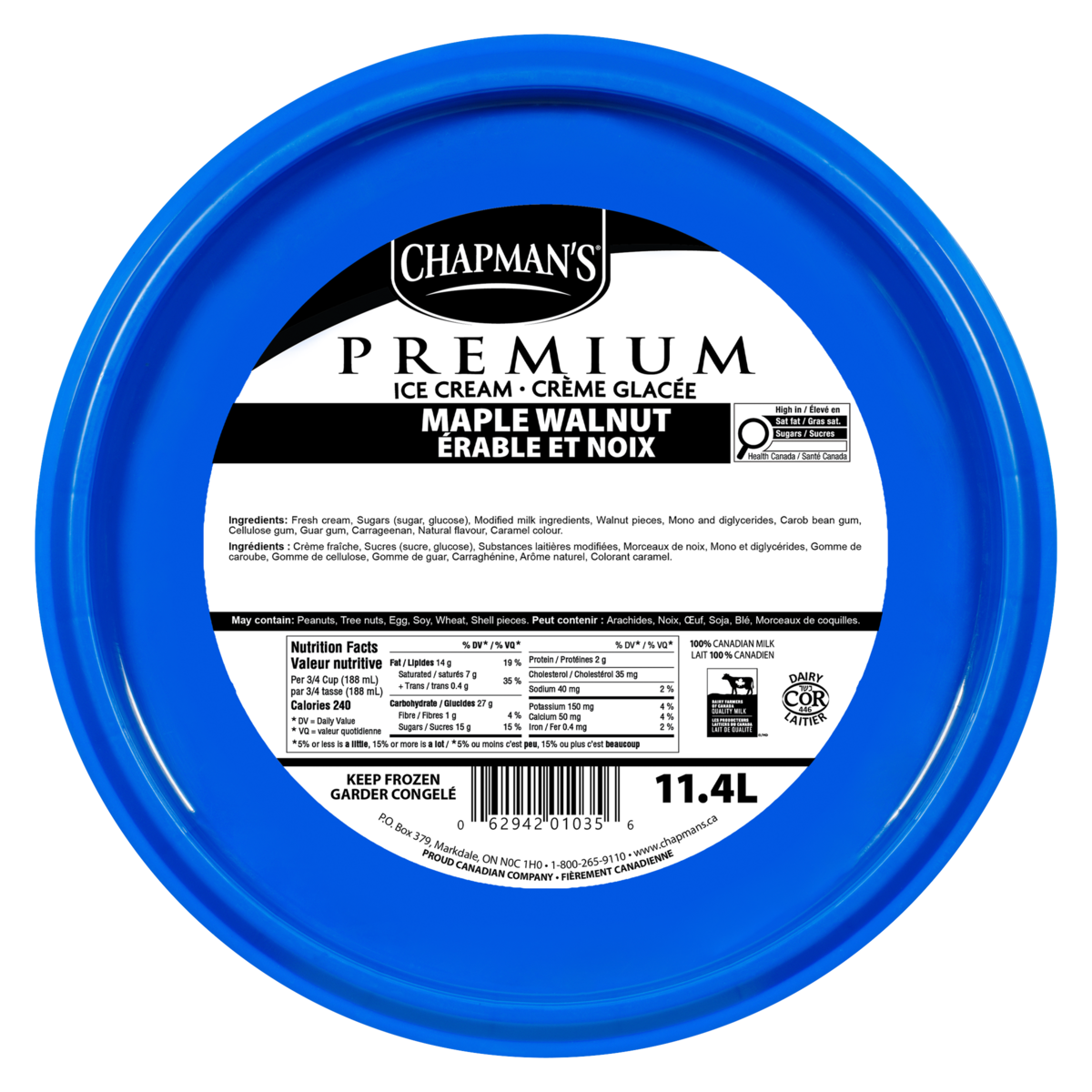 Chapmans Premium Maple Walnut Ice Cream, 11.4 L