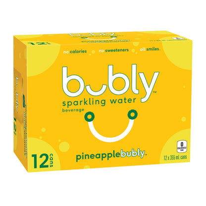 Bubly Pineapple Sparkling Water Cans, 12 × 355 mL