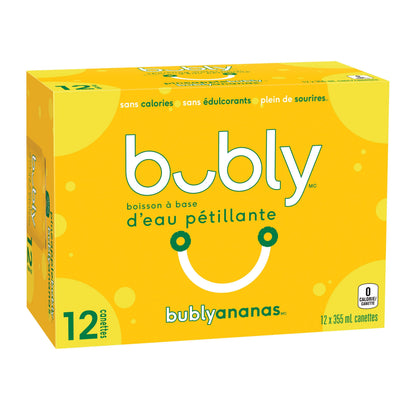 Bubly Pineapple Sparkling Water Cans, 12 × 355 mL