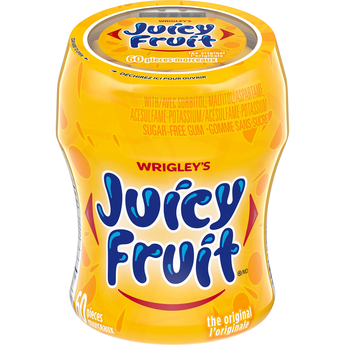 Juicy Fruit Original Sugar-Free Gum Bottle, 6 × 87 g