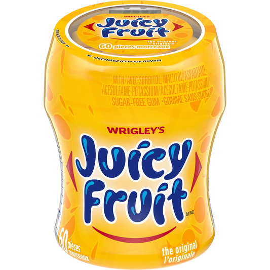 Juicy Fruit Original Sugar-Free Gum Bottle, 6 × 87 g