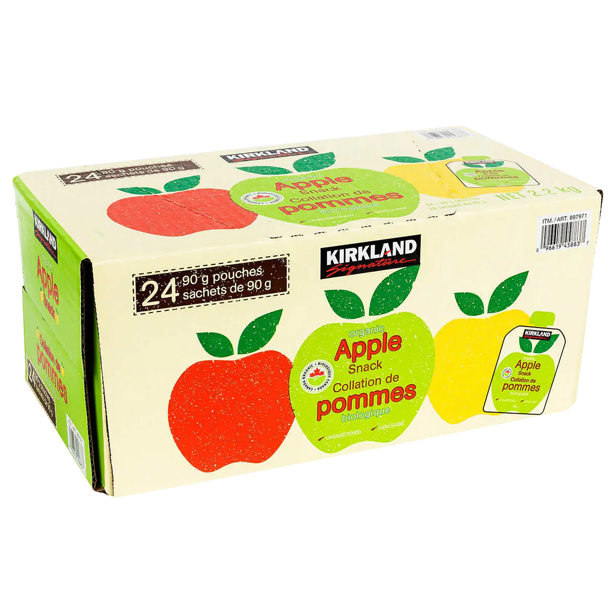 Kirkland Signature Organic Unsweetened Apple Snacks, 24 × 90 g