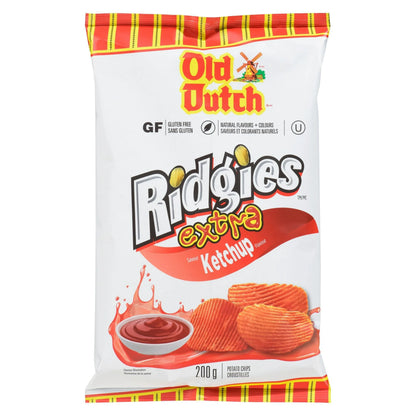 Old Dutch Ridgies Extra Ketchup Potato Chips, 200 g