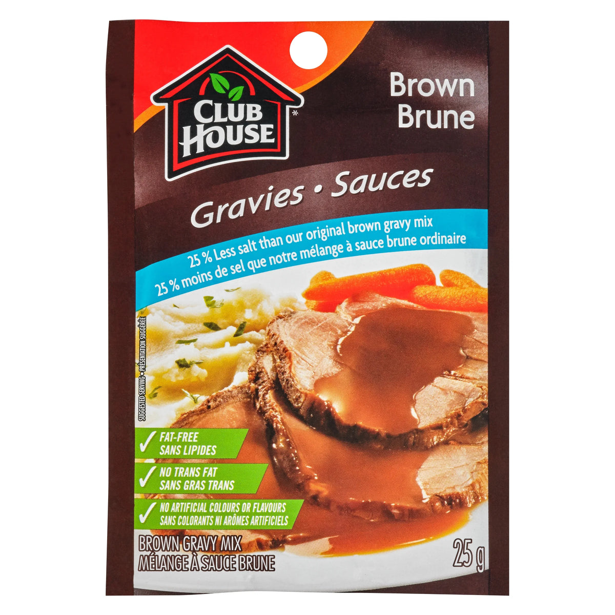 Club House Brown Gravy Mix, 25% Less Salt, 25 g