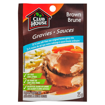 Club House Brown Gravy Mix, 25% Less Salt, 25 g
