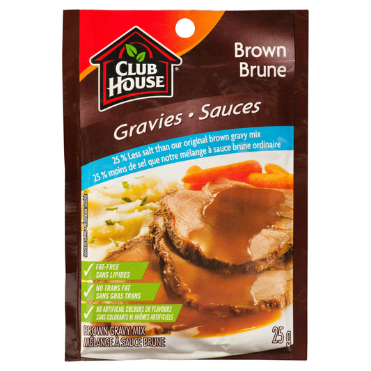 Club House Brown Gravy Mix, 25% Less Salt, 25 g