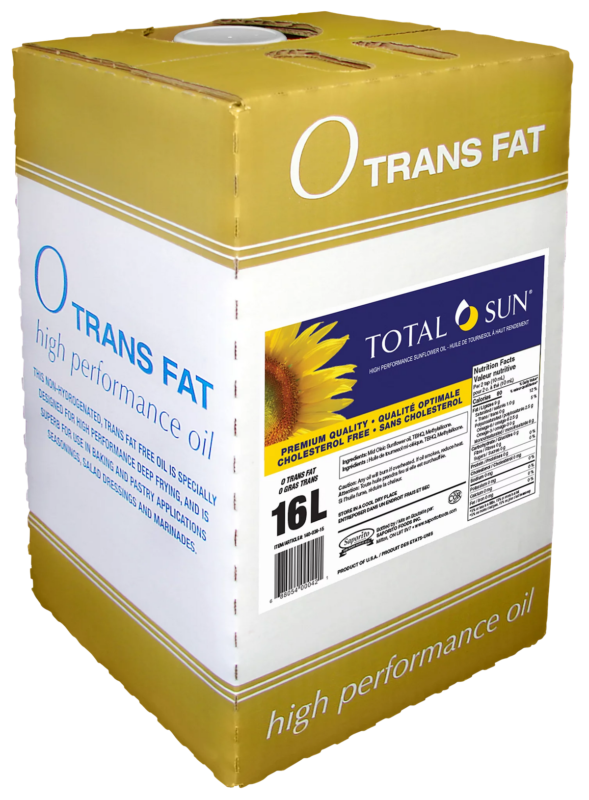 Total Sun High Performance Sunflower Oil, 16 L