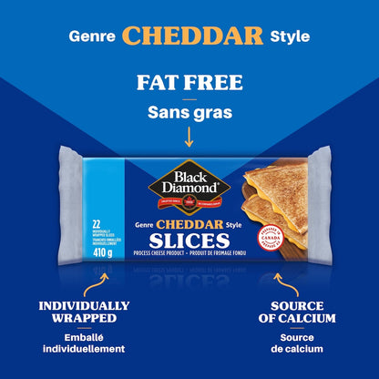Black Diamond Fat Free Cheddar Cheese Slices, 410 g